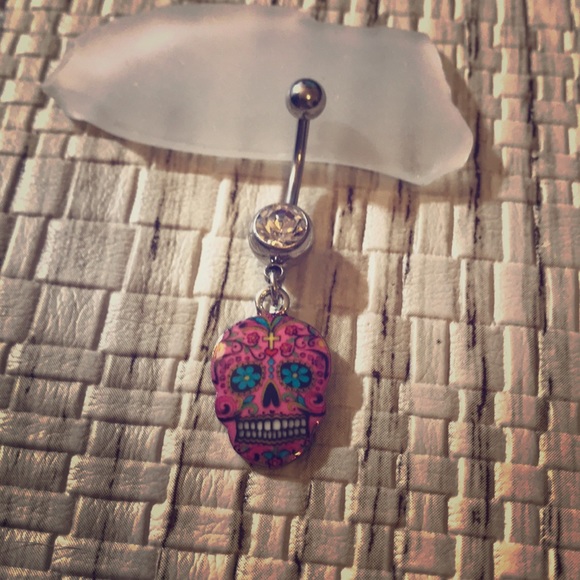 Jewelry - Pink Sugar Skull Belly Button Ring